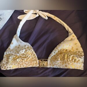 Victoria's Secret Cream and Gold Star Bikini Top